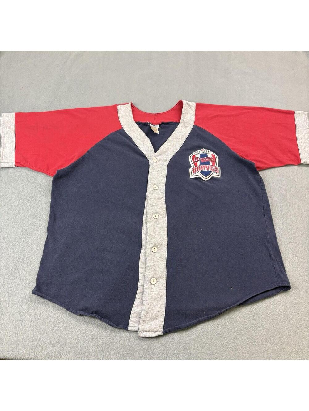 Vintage 90s Logo 7 Atlanta Braves MLB Baseball Jersey Shirt Size Large